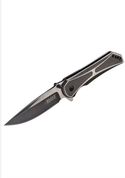 Carbon Fiber Inlay Handle Folder Pocket Knife | Satin Finished with Heavy Duty Back Clip and Frame Lock