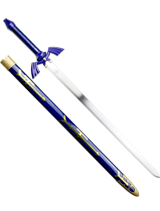 Steel Zelda Sword Replica Collection - Legends of Zelda Sword Wooden Scabbard Legend of Zelda Sword w/Blue Gloss Finish - Zelda Collectibles for Cosplay