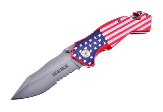 American Flag Pocket Knife With Seatbelt Cutter And Window Breaker
