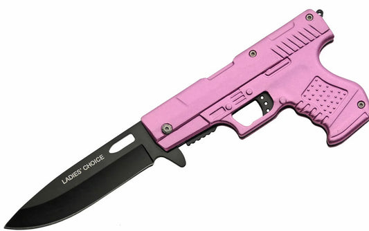 Pink Gun Knife w/ Belt Clip