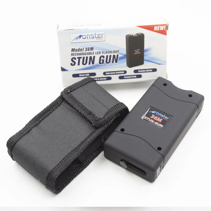 Black Stun Gun With Built in Charger, and carrying case