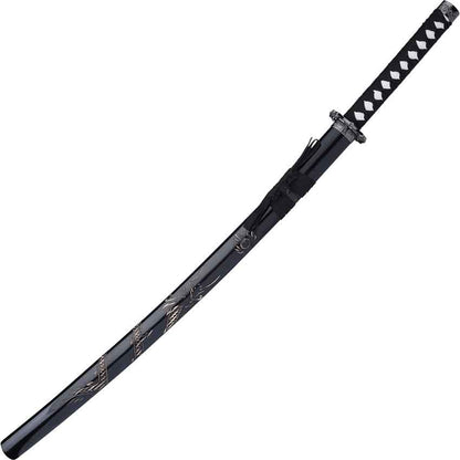Black Carved Dragon Katana - Stainless Steel Katana