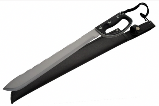Rubber Grip Handle Stainless SawBack Blade Full Tang Machete