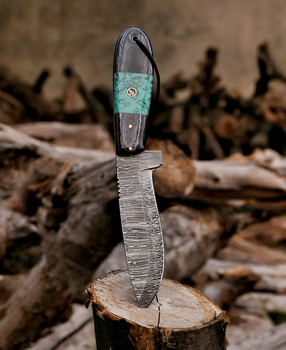 10" Damascus Steel Custom Handmade Hunting Skinning Knife