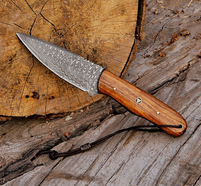 10" Custom Handmade Damascus Steel Hunting Skinning Knife