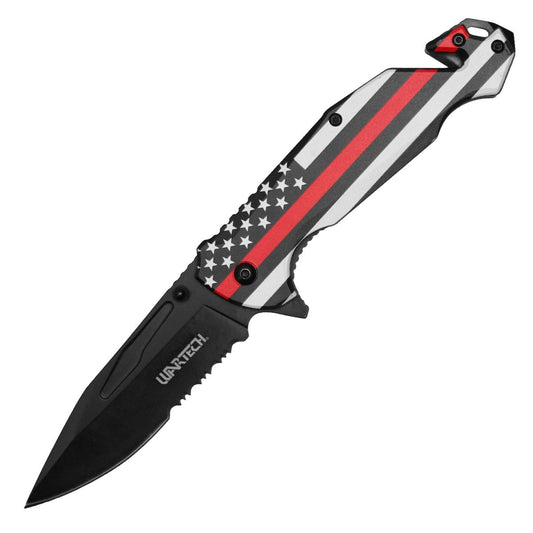 Black Styled American Flag 8" Pocket Knife |With Belt Clip